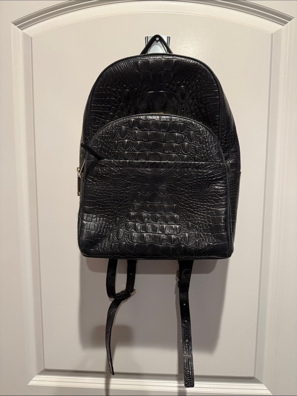 Brahmin Black Croc-Embossed Mini Backpack